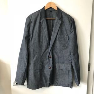 Mens J. Crew indigo chambray blazer // sml // NWT